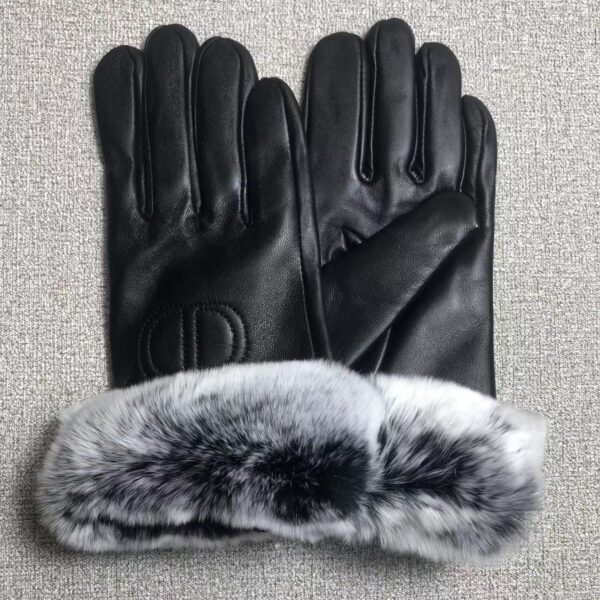 Dior Leather Gloves With Fur In Black - Image 5