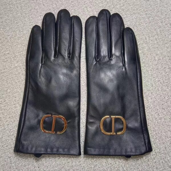 Dior Leather Gloves With Cd Hardware Black - Image 2