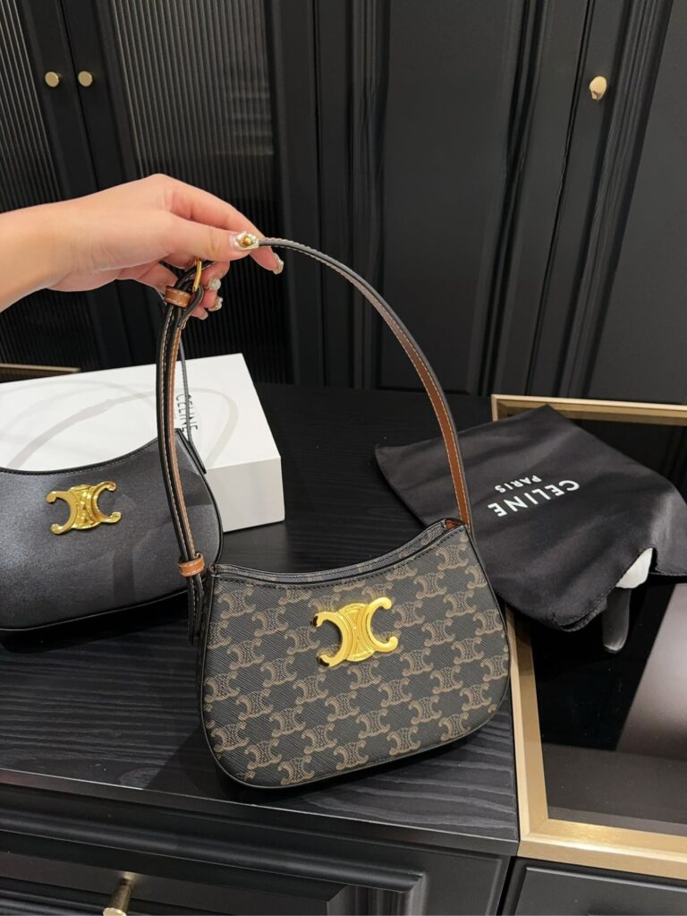 Celine Medium Tilly Bag In Triomphe Canvas And Calfskin Tan 21Cm 115702Cuz 04Lu - Image 2