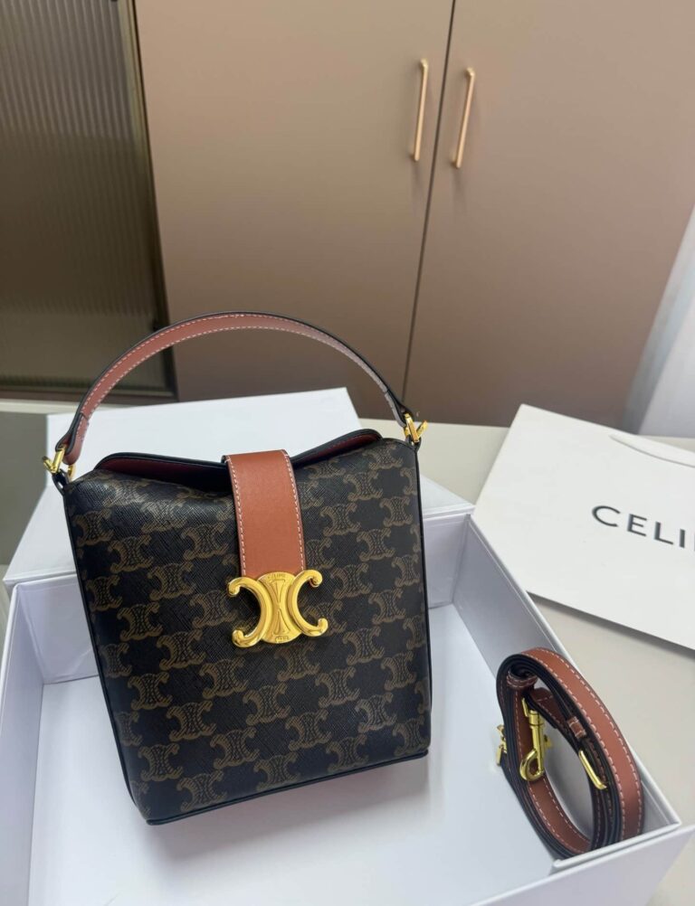 Celine Mini Bucket Triomphe In Triomphe Canvas 17Cm - Image 5