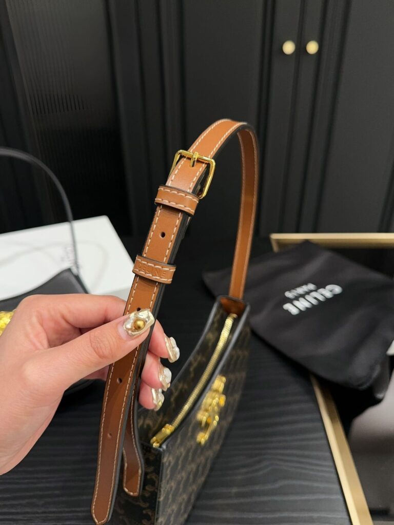 Celine Medium Tilly Bag In Triomphe Canvas And Calfskin Tan 21Cm 115702Cuz 04Lu - Image 6