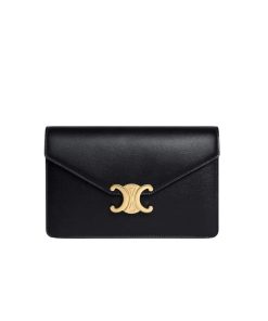 Celine Wallet On Chain Margo In Shiny Calfskin Black 20Cm 10L033Dpv 38No