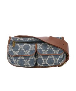 Celine Macadam Belt Bag Brown And Blue Denim 24Cm