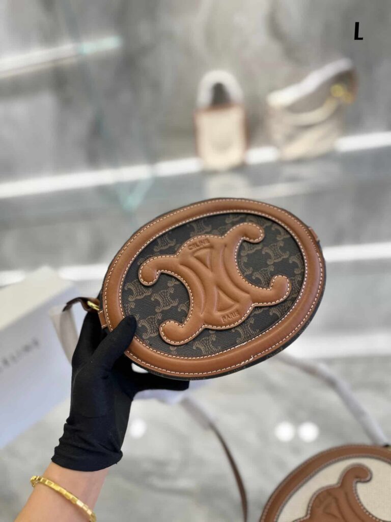 Celine Oval Bag Cuir Triomphe In Triomphe Canvas And Calfskin Tan 20Cm 198602Ein04Lu - Image 3