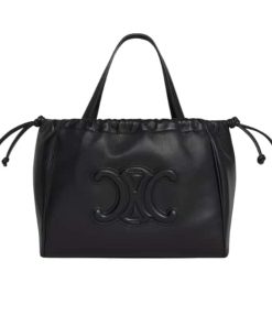 Celine Small Cabas Drawstring Cuir Triomphe In Smooth Calfskin Black 24Cm 111013Du338No