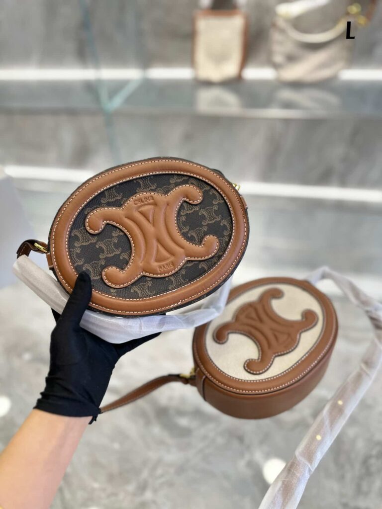 Celine Oval Bag Cuir Triomphe In Triomphe Canvas And Calfskin Tan 20Cm 198602Ein04Lu - Image 2