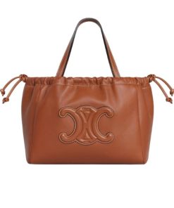 Celine Small Cabas Drawstring Cuir Triomphe In Smooth Calfskin Brown 24Cm 111013Du304Lu