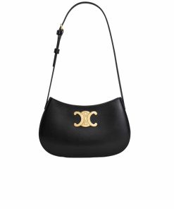 Celine Medium Tilly Bag In Shiny Calfskin Black 21Cm 115703Bf4 38No