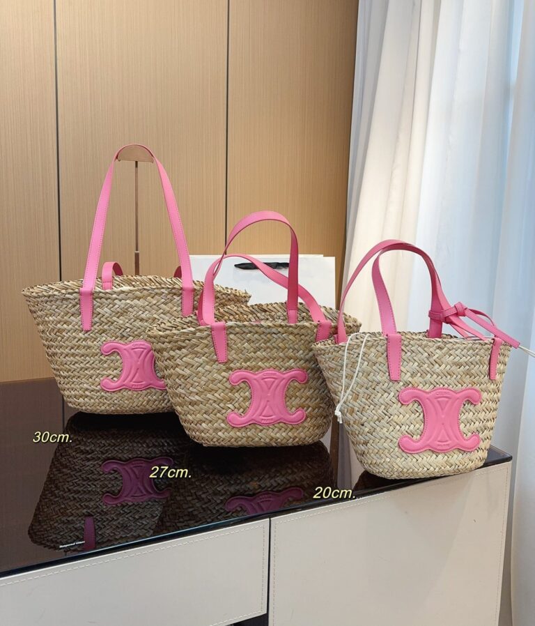 Celine Triomphe Celine Panier In Palm Leaves Pink 20Cm - Image 2