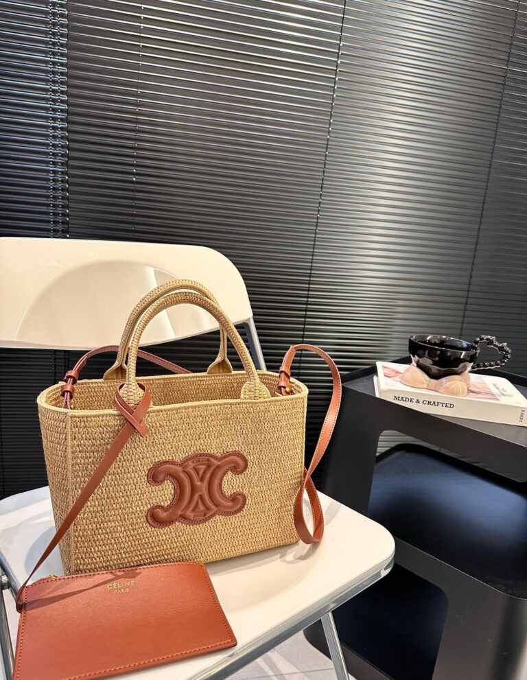 Celine Small Cabas Thais In Raffia And Calfskin Tan 27Cm 116302Ff7 04Lu - Image 2