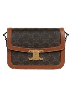 Celine Classique Triomphe Bag In Triomphe Canvas And Calfskin Tan 22Cm 191242Bz404Lu