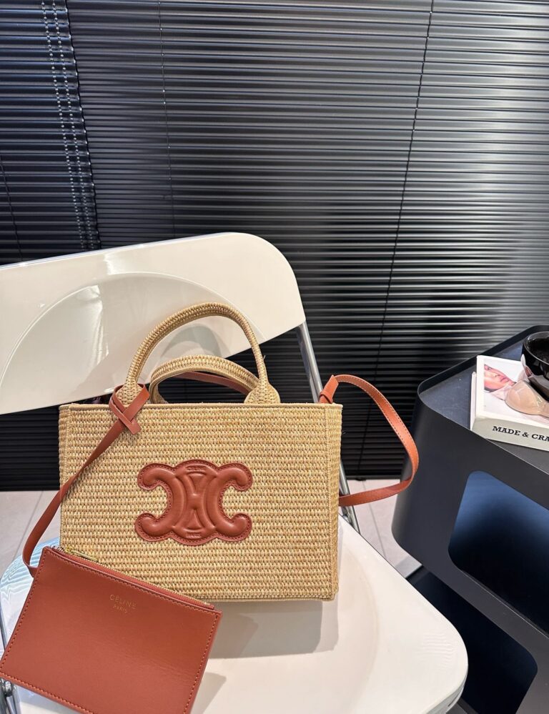 Celine Small Cabas Thais In Raffia And Calfskin Tan 27Cm 116302Ff7 04Lu - Image 3