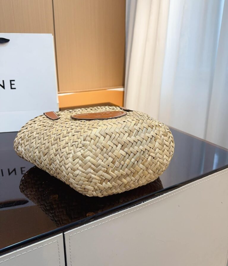 Celine Triomphe Celine Panier In Palm Leaves Heart Logo Tan 20Cm - Image 4