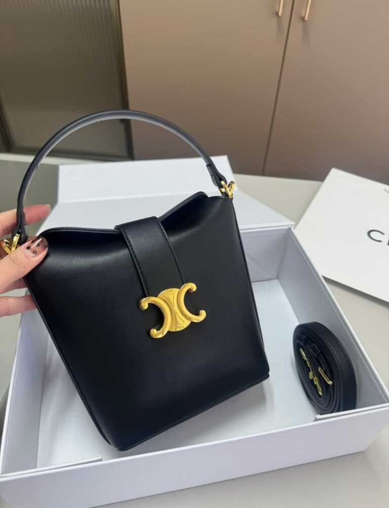 Celine Mini Bucket Triomphe In Smooth Calfskin Black 17Cm 10K943Fj9 38No - Image 2