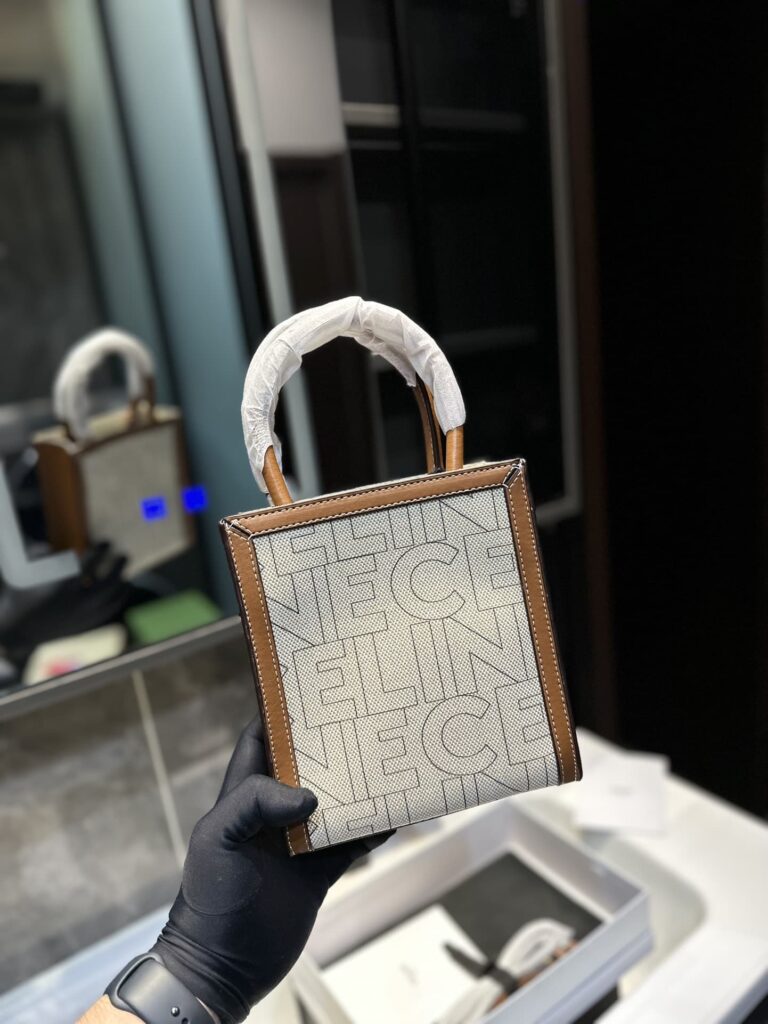 Celine Mini Vertical Cabas Celine In Textile With Celine All Over Print Natural Tan 21Cm 193302Euk 02Nt - Image 2