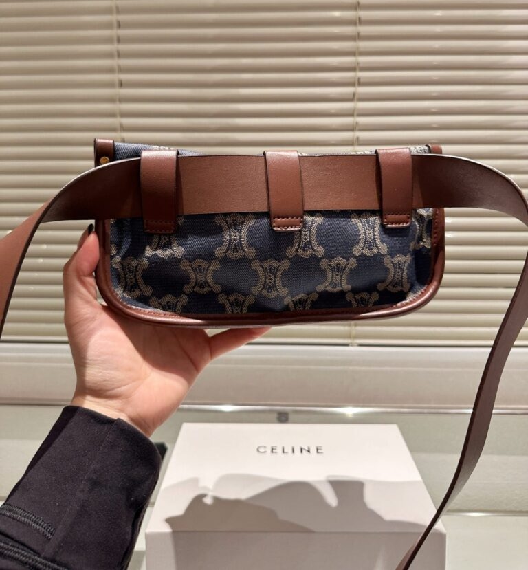 Celine Macadam Belt Bag Brown And Blue Denim 24Cm - Image 3