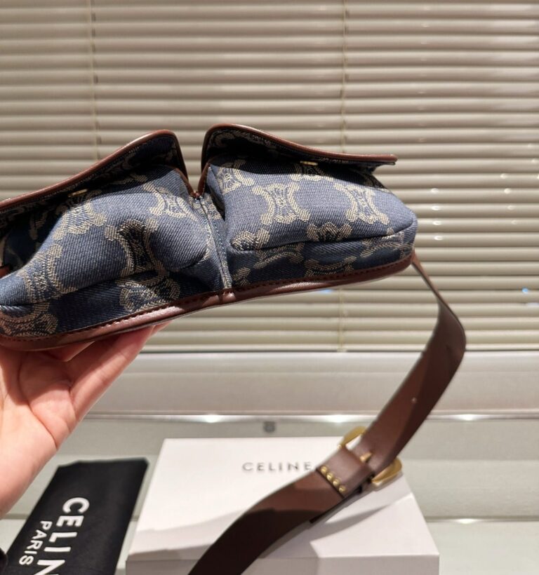 Celine Macadam Belt Bag Brown And Blue Denim 24Cm - Image 4