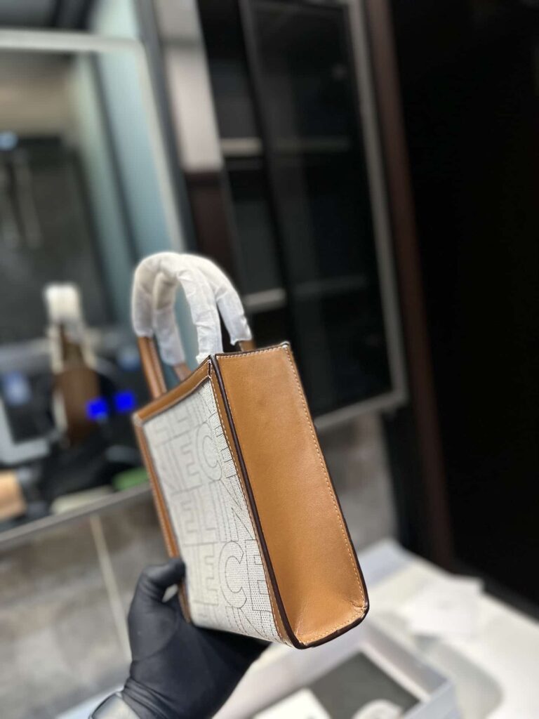 Celine Mini Vertical Cabas Celine In Textile With Celine All Over Print Natural Tan 21Cm 193302Euk 02Nt - Image 5