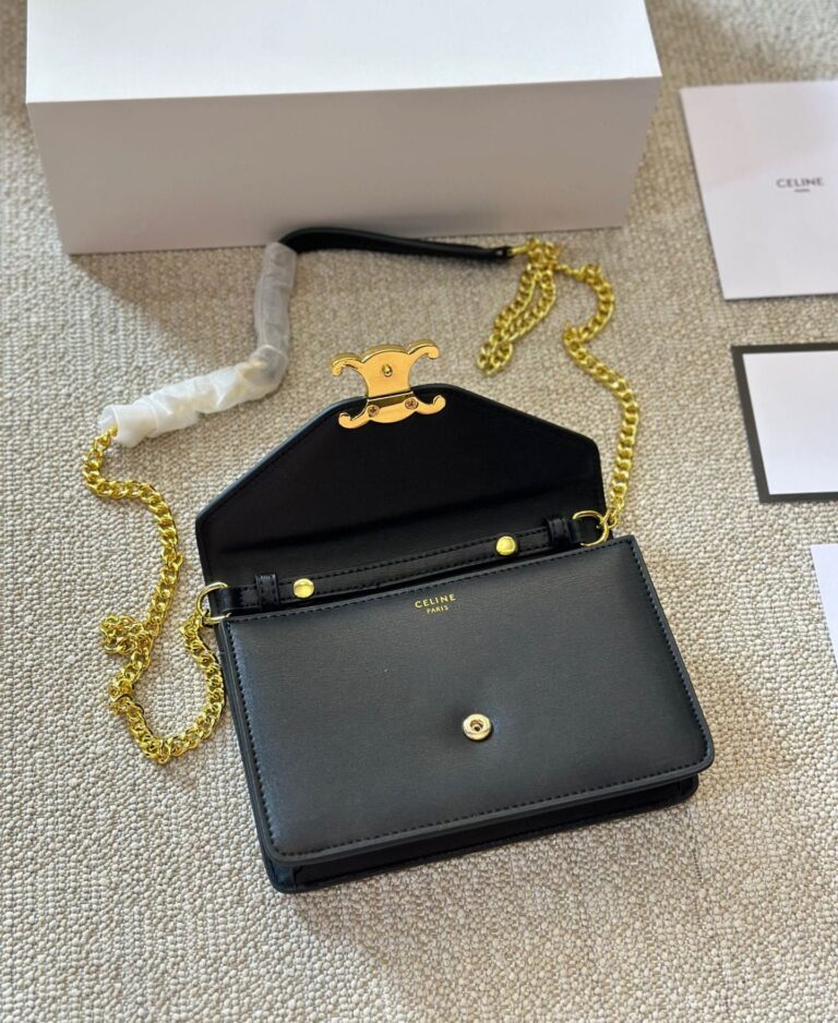 Celine Wallet On Chain Margo In Shiny Calfskin Black 20Cm 10L033Dpv 38No - Image 6