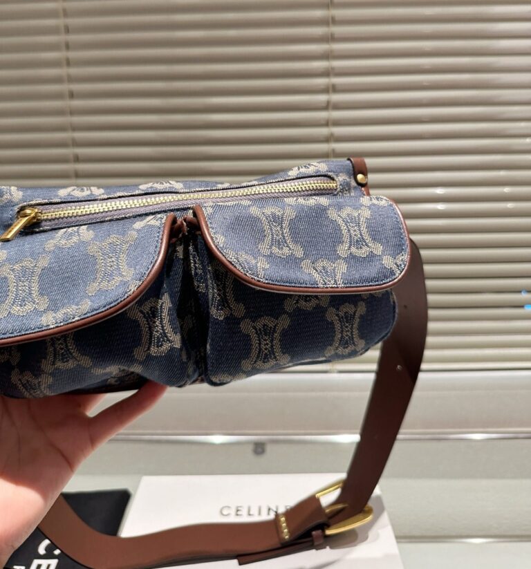 Celine Macadam Belt Bag Brown And Blue Denim 24Cm - Image 7