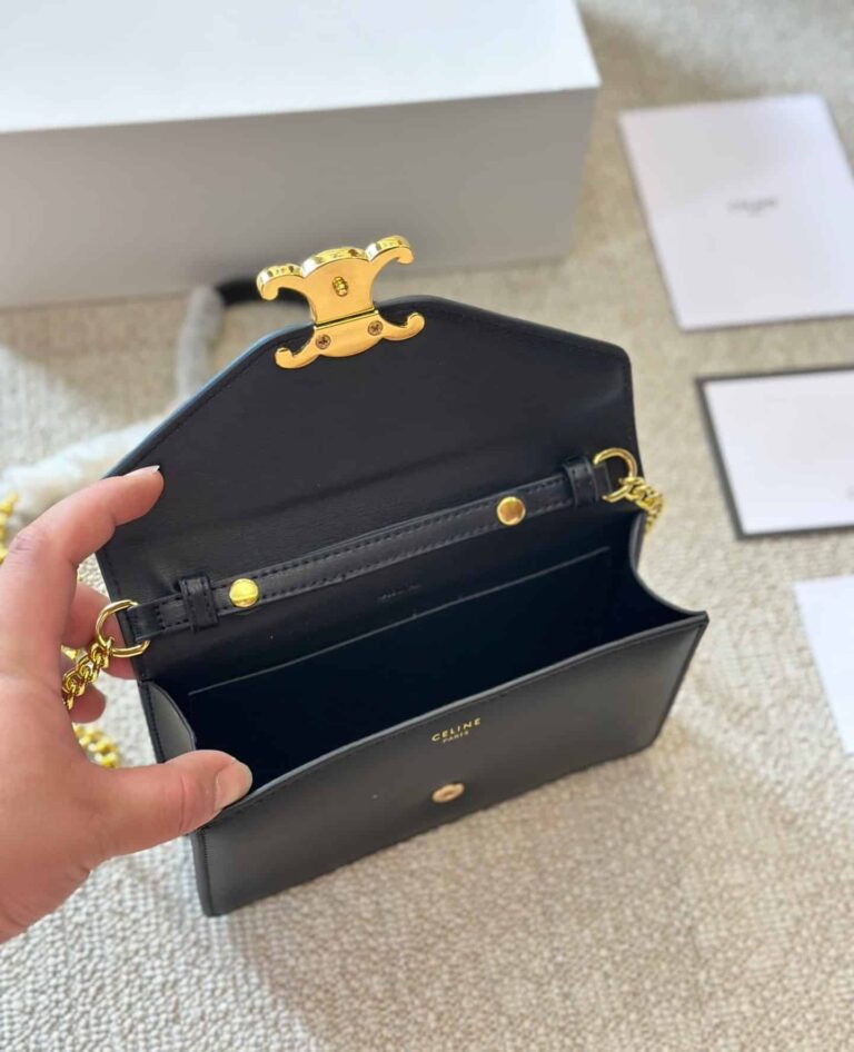 Celine Wallet On Chain Margo In Shiny Calfskin Black 20Cm 10L033Dpv 38No - Image 7