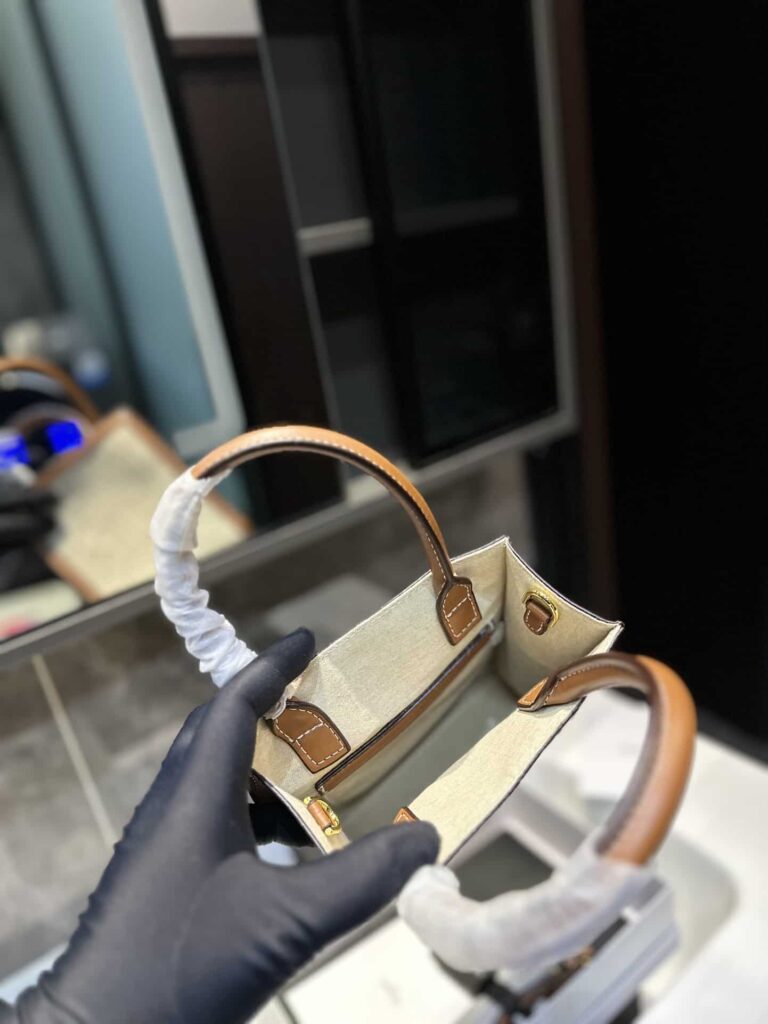 Celine Mini Vertical Cabas Celine In Textile With Celine All Over Print Natural Tan 21Cm 193302Euk 02Nt - Image 8