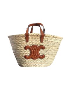 Celine Triomphe Celine Panier In Palm Leaves Brown 25Cm