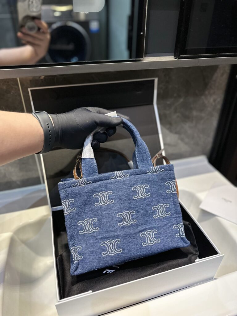 Celine Triomphe Small Cabas Thais In Denim Navy 25Cm 199162Fed 07At - Image 6