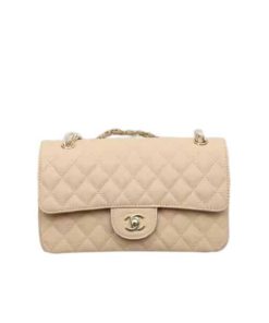 Chanel Classic Grain Gold Hardware Handbag Beige 25Cm A01112