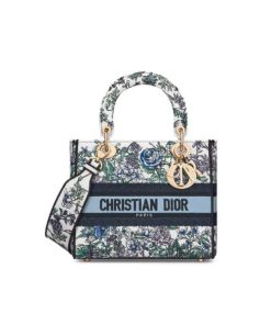 Dior Medium Lady D Lite Bag White Multicolor Flowers 24Cm M0565Oeupm259
