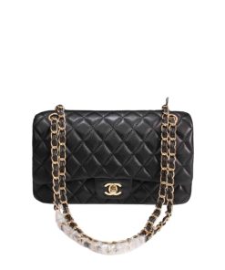 Chanel Classic Lambskin Flap Black Gold Hardware 25Cm