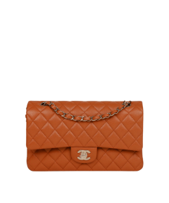 Chanel Classic Medium Lambskin Flap Brown And Gold 25Cm
