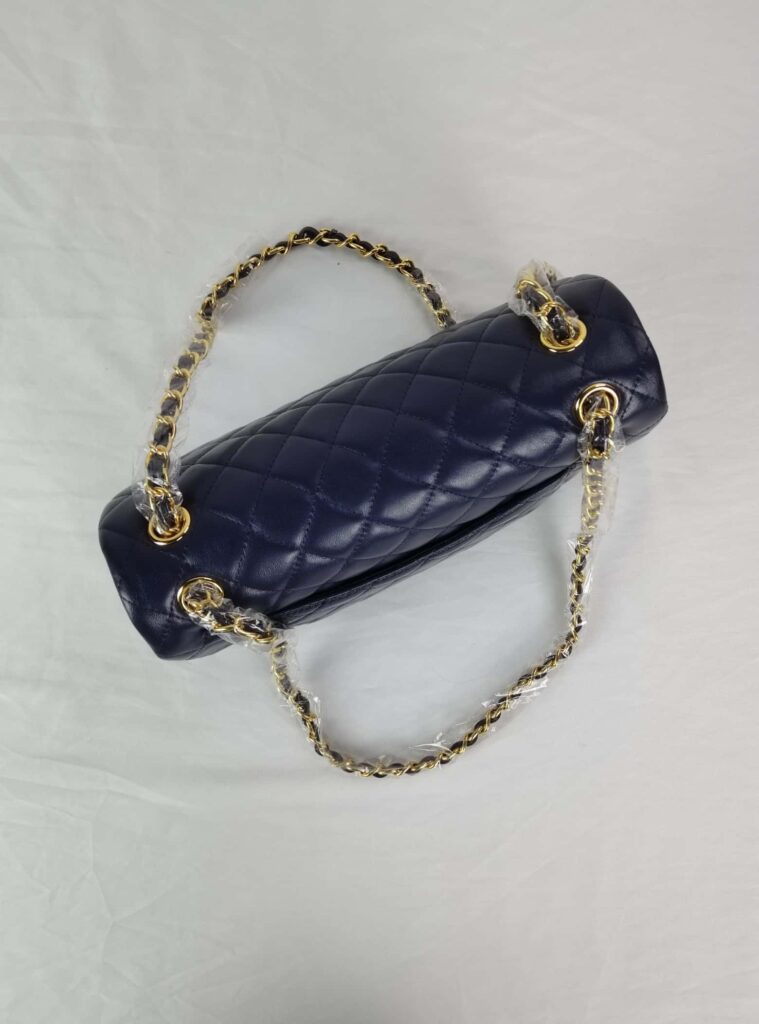Chanel Classic Medium Lambskin Flap Navy And Gold 25Cm - Image 9
