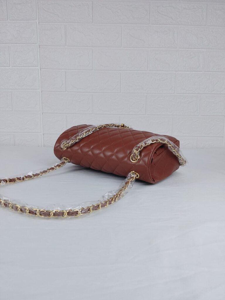 Chanel Classic Medium Lambskin Flap Brown And Gold 25Cm - Image 6