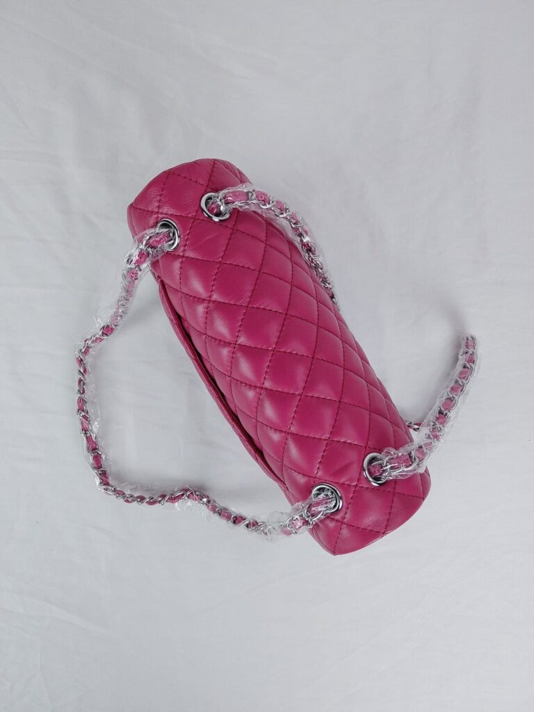 Chanel Classic Medium Lambskin Flap Pink And Silver 25Cm - Image 6