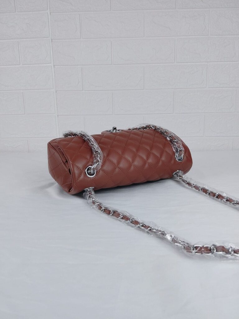 Chanel Classic Medium Lambskin Flap Brown And Silver 25Cm - Image 7