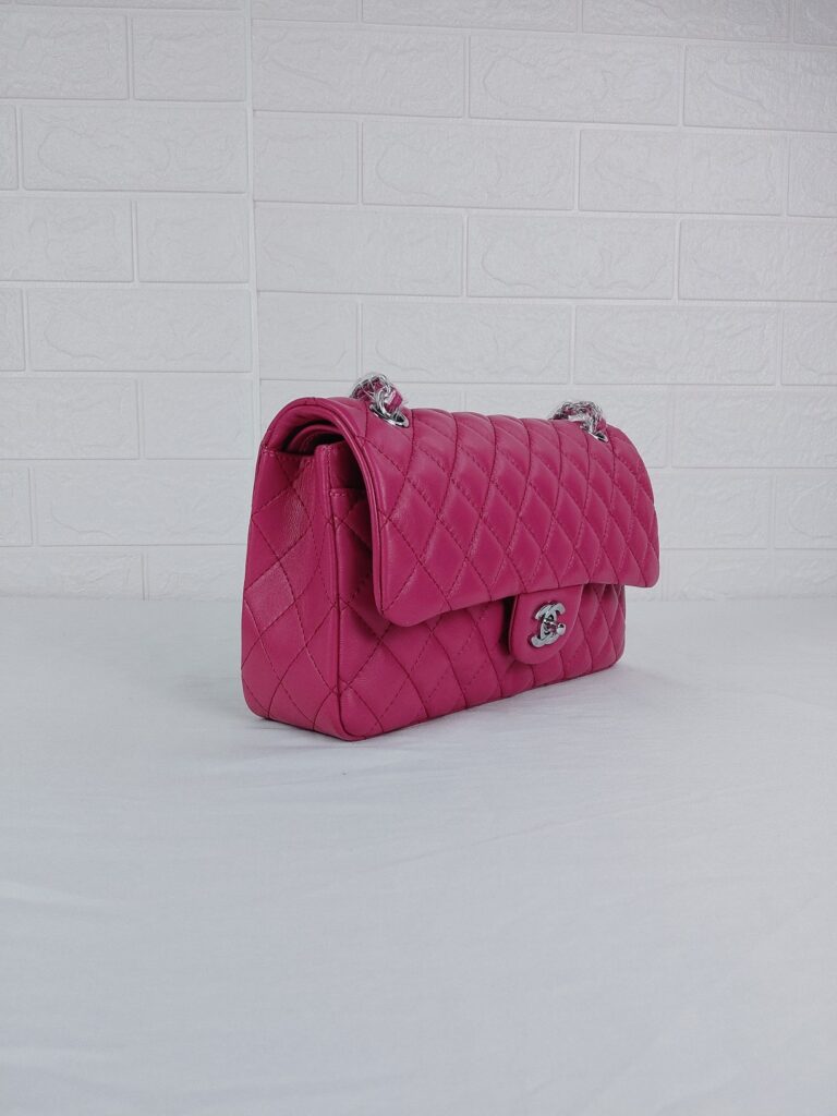Chanel Classic Medium Lambskin Flap Pink And Silver 25Cm - Image 7