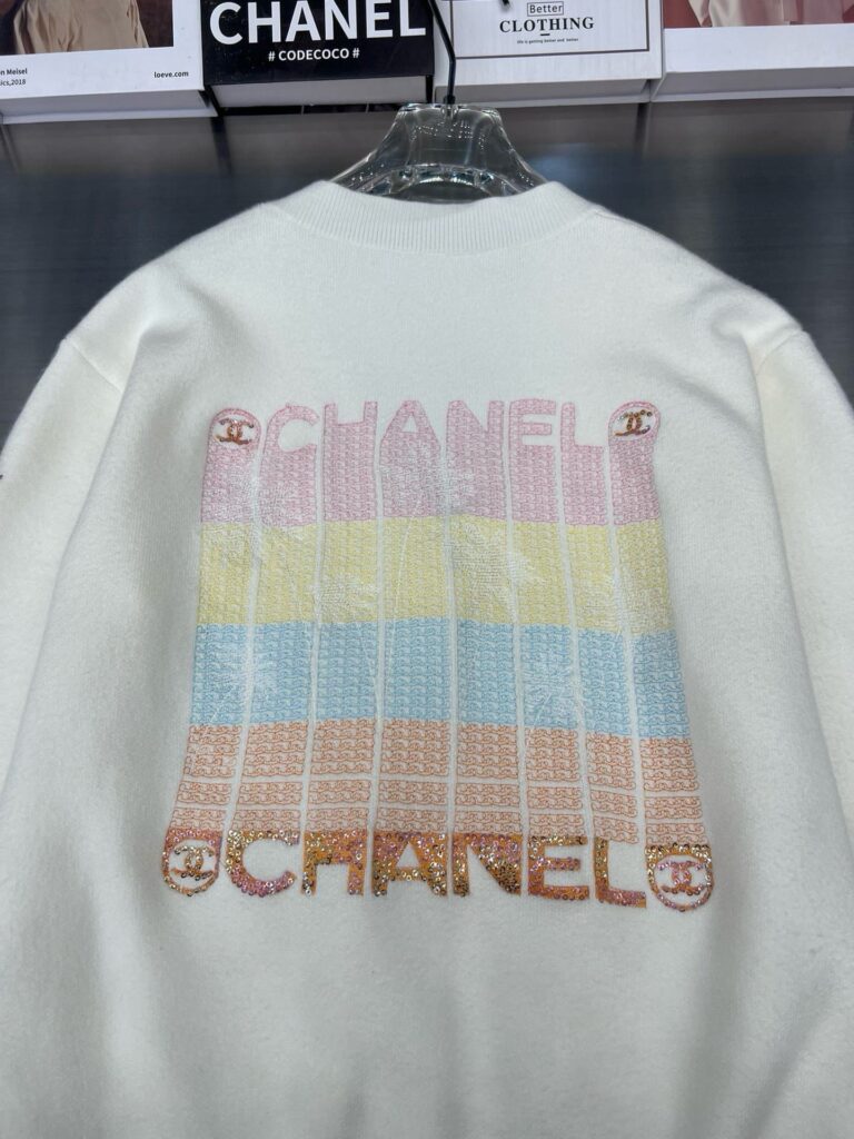 Chanel Knit Cardigan With Logo Beaded And Fashion Button In White - Image 7