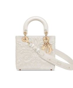 Dior Small Lady Dior My Abcdior Bag Latte Quilted Effect Lambskin With Ornamental Motif 20Cm M0538Ootb M030