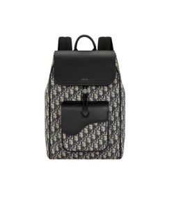 Dior Saddle Backpack Oblique Jacquard And Grained Calfskin Black 40Cm 1Adba041Yks H27E