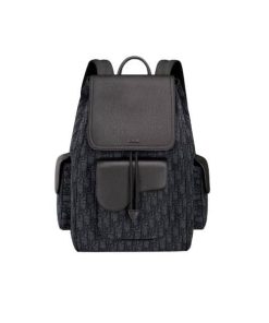 Dior Saddle Backpack Black Dior Oblique Jacquard And Grained Calfskin Black 40Cm 1Adba161Yks H03E