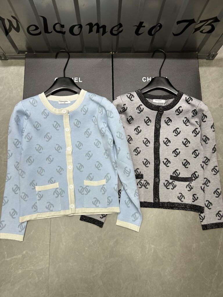 Chanel Knit Cardigan With Cc Logo In Light Blue - Image 4