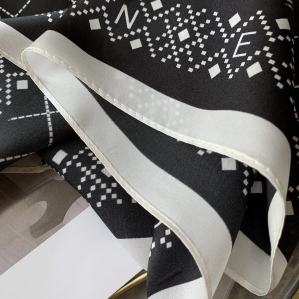Chanel Square Scarf Silk Twill Black - Image 6