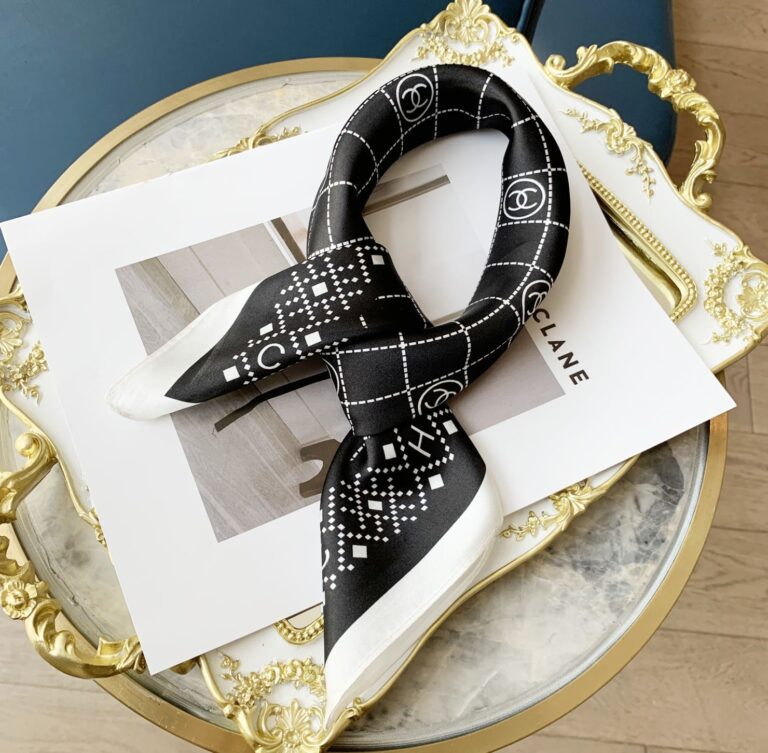 Chanel Square Scarf Silk Twill Black - Image 2