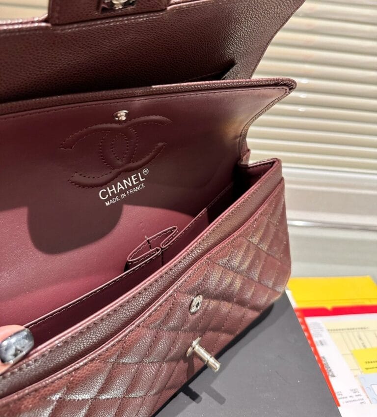 Chanel Medium Classic Flap Bag Silver Hardware Brown 26Cm A01113 - Image 6