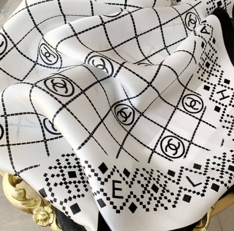 Chanel Square Scarf Silk Twill White - Image 2