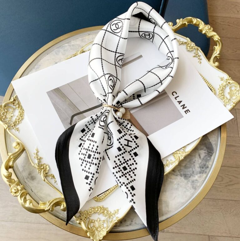 Chanel Square Scarf Silk Twill White - Image 3