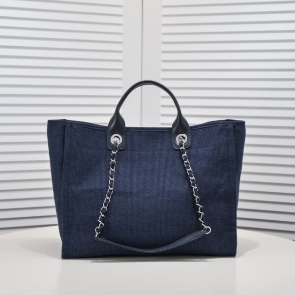 Chanel Deauville Shopping Tote Bag Dark Blue 39Cm - Image 4