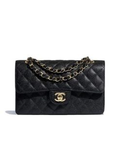 Chanel Medium Classic Flap Bag Gold Hardware Black 26Cm A01113