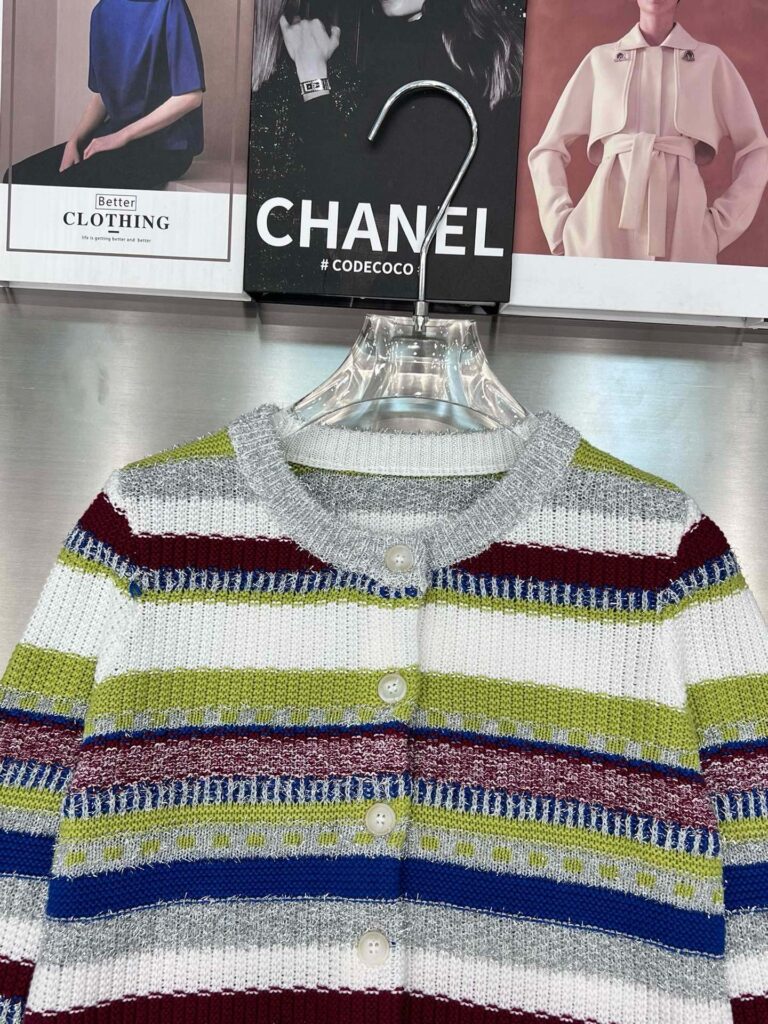 Chanel Striped Metallic Knit Cardigan Multi Color - Image 5